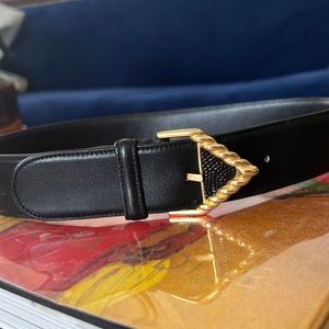 VALENTINO garavani Black Leather Belt Vintage